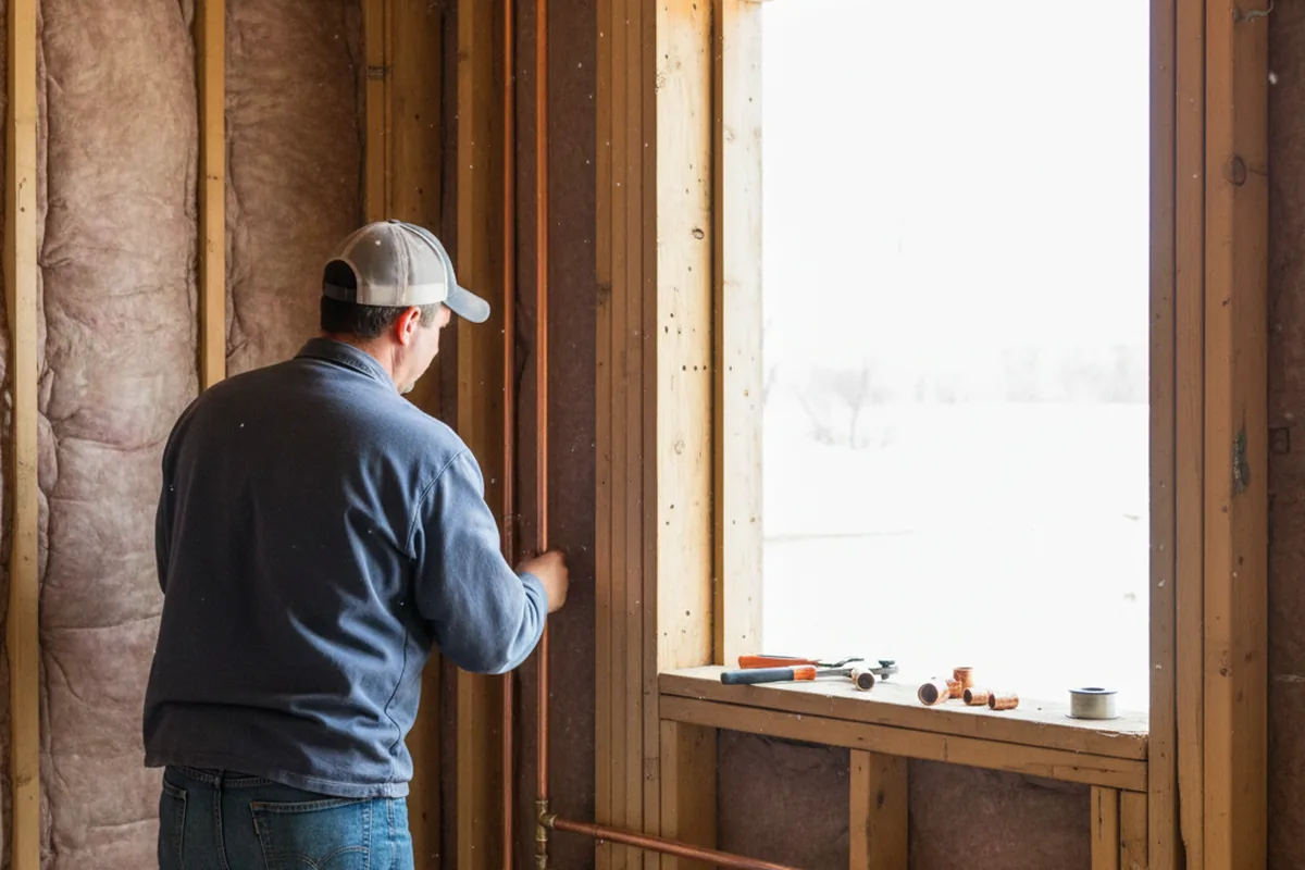 Licensed plumber running new copper supply lines in a Strasburg home